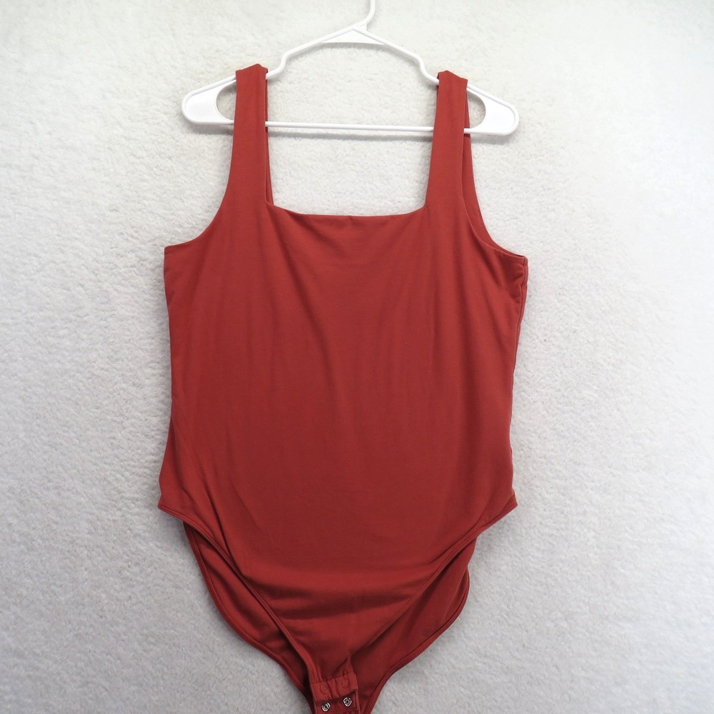 Old Navy Bodysuit‎ Womens XL Square Neck Sleeveless Stretch Cotton Blend Basic